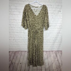 Umgee Leopard Print Wide Leg One Piece Jumpsuit,‎ Sz S, GUC